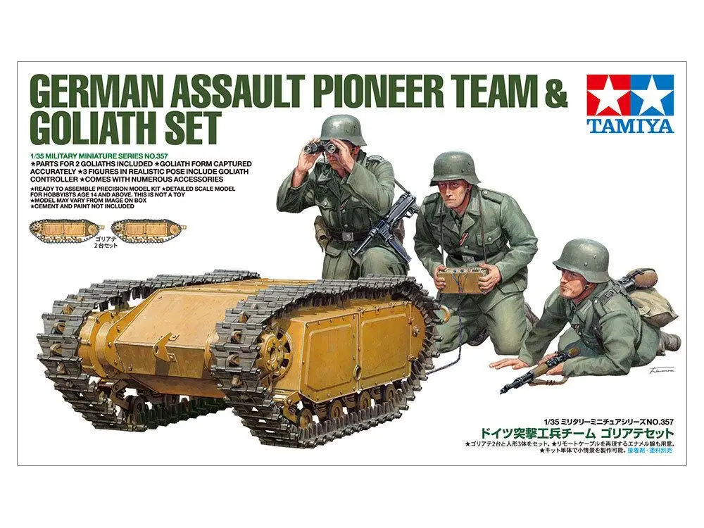 Tamiya 35357 1/35 Model Kit German Assault Pioneer Team w/Goliath Tracked Mine - £26.21 GBP