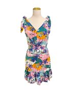Sam Edelman Tropical Island Print Summer Dress Size 6 Tie Shoulders Palm... - €21,30 EUR