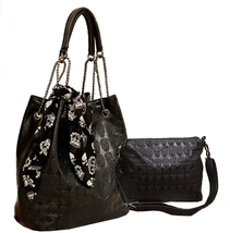 Womens Skull Print PU Leather Hobo Tote Shoulder Bag Package Handbag With Gift - £27.84 GBP