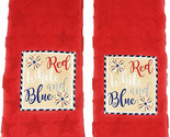 Red White and Blue Fireworks Red Americana Textured Applique Dish Towels... - $19.34