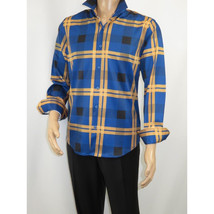 Men's Sports Shirt By Moderno Plaid Fancy Silky Long Sleeves MJLS-810 Navy Blue image 2