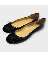 NWOT LANDS’ END Black Scalloped Edge Bow Leather Ballet Flats, Size 10B - $35.00