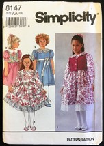 Uncut 1990s Size 2 3 4 Girls Dress Vest Simplicity 8147 Pattern Plain - £5.58 GBP