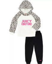 Juicy Couture BLACK Toddler Girls 2-Set Leopard-Trim Hoodie and Joggers,... - $30.74