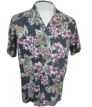 Hanauma Bay vtg 90s Men Hawaiian camp shirt p2p 24 reverse print aloha floral - £31.81 GBP