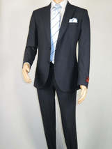 Men Suit BERLUSCONI Turkey Italian Wool 180's Single Breasted 623-03 Navy Plaid image 7