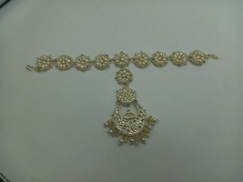 Indian Bollywood Style Gold Plated Kundan Head Band sheesh full Hair Jewelry Set - £30.36 GBP