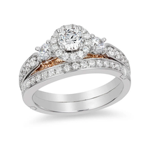 Enchanted Disney Jasmine, 1 TCW Round Cut Diamond Three Stone Engagement Ring, - £101.02 GBP