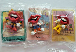 Vtg Tang Trio Lips Mouth Lot of 3 Toy 2” Figurines, Hap, Annie &amp;Tag 1989 NEW 182 - £11.79 GBP
