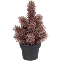 8.5&quot; Rose Gold Unlit Potted Glittered Artificial Pine Christmas Tree - $18.99