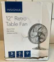 Insignia NS-FR12CH8 Retro 12&quot; Oscillating 3-Speed Personal Table Desk Chrome Fan - £33.40 GBP