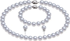 Pearl Necklaces Set For Women Men,10mm Round White Shell Pearl Necklace - £14.51 GBP