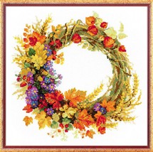 RIOLIS 1537 14 Count Wreath with Wheat Counted Cross Stitch Kit, 11.75&quot; ... - £15.17 GBP