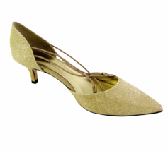 New J.Renee Metallic Gold Glitter Pump Size 9 W Affair Strappy Party Heels - £31.54 GBP