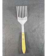 Vintage MC Stainless Steel Forked Spatula Turner 9.5” Utensil Wood Handl... - $16.82