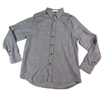 Canterbury Men&#39;s M Grey Houndstooth Glen Plaid Soft Long Sleeve Button Up Shirt - £17.44 GBP