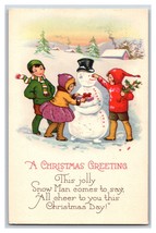 Children Building Snowman Christmas Greetings DB Postcard R10 - £8.71 GBP