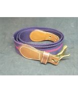 Dooney &amp; Bourke Blue Wool Surcingle Belt Leather Trim Brass Buckle 6933 32 - $578.74 MXN