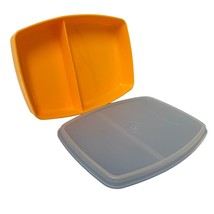 Tupperware Rectangle Divided Container 813-8 Yellow With Seal 814-7 Vintage Nice - £9.94 GBP