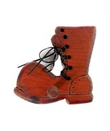 Vtg Wood Combat Lace Up Work Boot Shoe Wall Coat Hook 3D Kitsch - $314.05 MXN