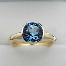 Mom Gift Natural Blue Topaz Gemstone Ring 14k Gold Wedding Gift Anniversary Gift - £789.76 GBP