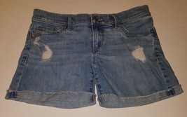 LOFT Outlet Distressed Jean Shorts Denim Roll Short Light Wash Size 0 - £11.00 GBP
