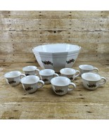 Pfaltzgraff 2002 Christmas Heritage Punch Bowl Set RETIRED, VINTAGE, RARE! - $242.59 CAD