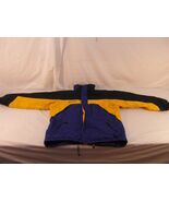 Adult Men&#39;s Columbia Black Blue Yellow Puffer Full Zipper Jacket Coat 30782 - $486.47 MXN