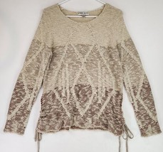 Knox Rose Sweater Womens Medium Beige Mauve Textured Boho Hippie Pullover Top - £21.33 GBP