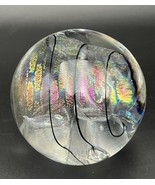 Tim Lazer Signed 2008 Dichroic Swirl Bubbles Art Glass Paperweight 3 1/2&quot; - $188.67