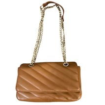 The Drop Shoulder Bag Purse Caramel Brown Chain Link Strap Polyester Snap - $20.69