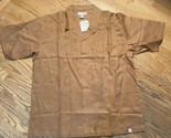 100% Linen Shirt Mens 3XL Brown NWT Short Sleeve Button PJ Mark Y2K Rela... - £17.69 GBP