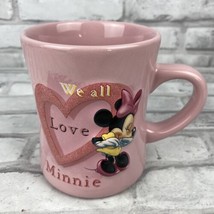 Disney Parks Minnie Mouse We All Love Minnie Pink 3D Coffee Tea Cup Mug - $18.28