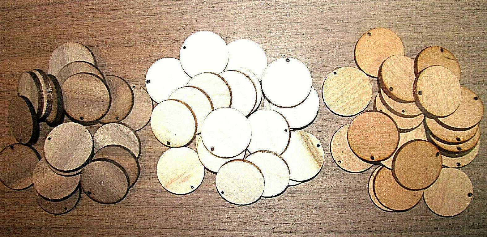 MULTIPAK (60) KILN DRIED SANDED WALNUT, CHERRY, & MAPLE EARRING / WOOD BLANKS 1" - $11.83