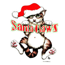 Christmas T-shirt M L 2XL NEW Santa Claws White Unisex Long Sleeve Cat Kitten - £18.17 GBP