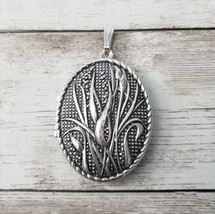 Vintage Locket Pendant Large Oval with Wheat Detail - No Chain Included - £13.58 GBP