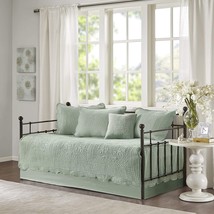Madison Park Daybed Cover Set-Trendy Damask Quilting with Scalloped, 6 Piece - £60.19 GBP