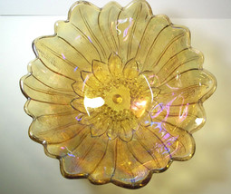 Vintage Amber Marigold Indiana Carnival Glass Bowl Sun Flower - £6.02 GBP