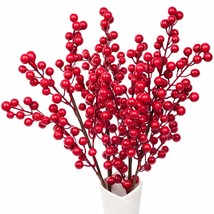 4 Pack Artificial Red Berry Stems Clearance, Christmas Holly Berries For Holiday - £24.05 GBP