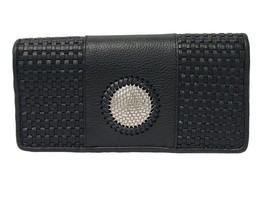 Nwt Brighton Talana Large Slim Wallet Woven Silver Black Leather Msrp $170 - £61.29 GBP