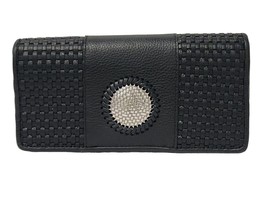 Nwt Brighton Talana Large Slim Wallet Woven Silver Black Leather Msrp $170 - £58.49 GBP