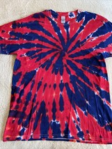 NEW Gildan Mens Blue White Red Spiral Tie Dye Short Sleeve Shirt LARGE - $20.83