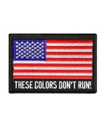 These Colors Don&#39;t Run AMERICAN FLAG 4&quot; x 2-3/4&quot; iron on patch (1268) (B2) - £5.66 GBP