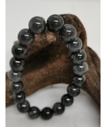 10.00mm Black Burma Jadeite Jade Bead Bracelet - $600.00