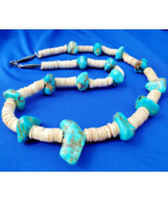 NATIVE VINTAGE SANTO DOMINGO TURQUOISE WHITE SHELL STERLING SILVER NECKL... - €1.900,49 EUR
