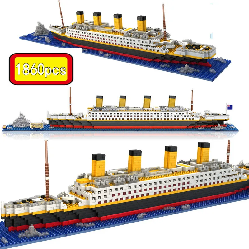 Anic rms cruise ship boat pirate ships model micro building blocks mini nano bricks diy thumb200