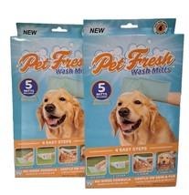 Pet Fresh Wash Mitts for Dog Shampoo Infused Add Water 2 Boxes of 5 Ea Wash Mitt - £11.40 GBP