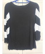 Cable &amp; Gauge S Black White Womens 3/4 Sleeve Stretchy Shirt Top Blouse - €8,52 EUR