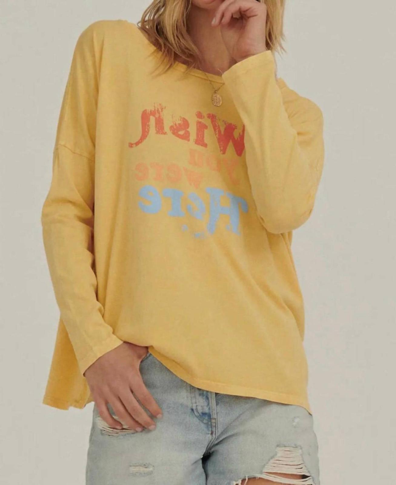 Promesa Wish You Were Here Long Sleeve Graphic Tee Sunflower - $23.00