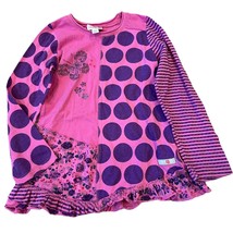 Naartjie Kids Girls Vintage Pink Purple Polka Dot Long Sleeve Shirt XL 7... - $14.40